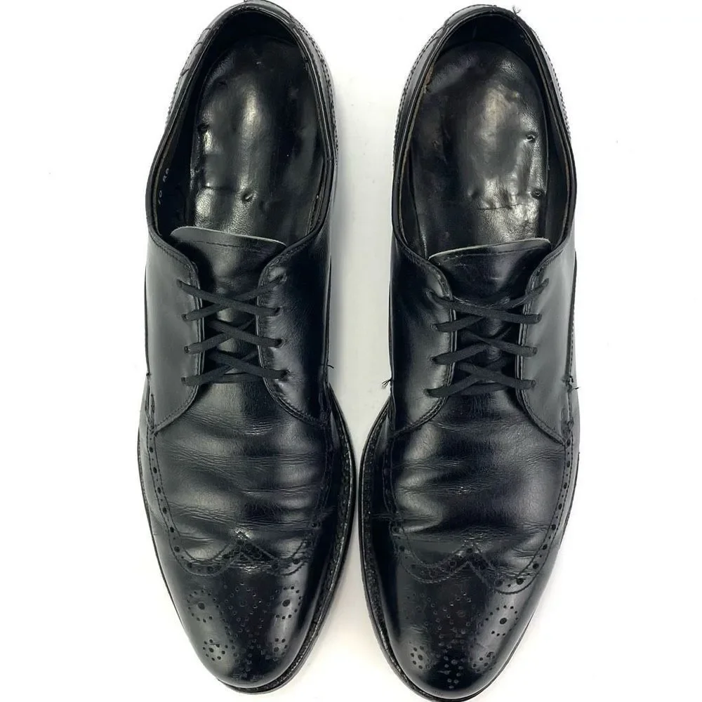 E.T. Wright Black Leather Wingtip Oxfords Men's size 10AA‎